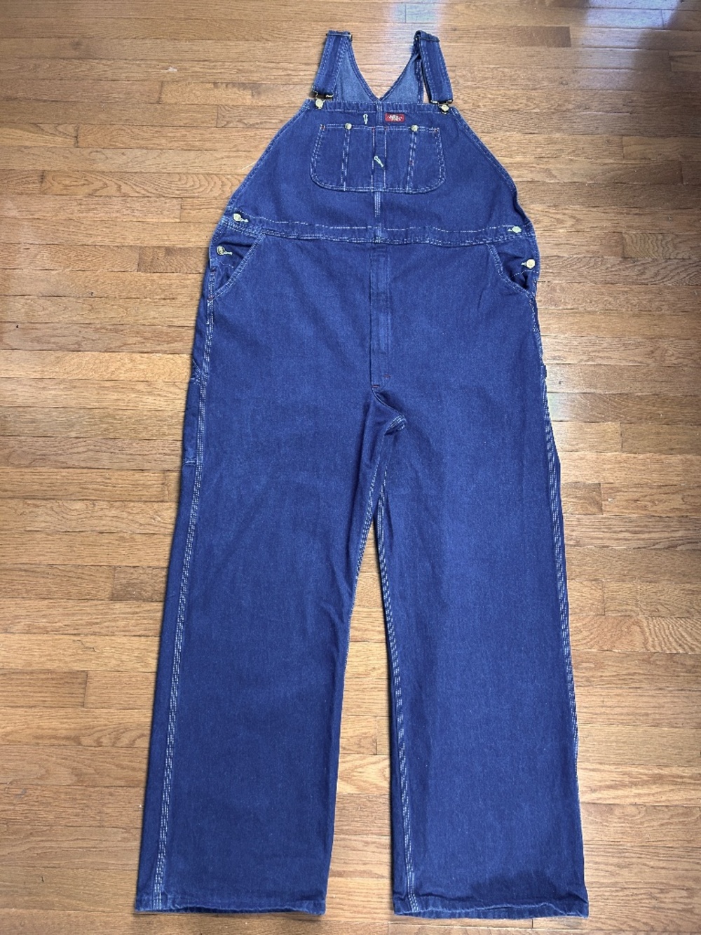 Dickies Overalls Mens 36x30 Blue Denim Bib Carpenter Workwear Utility Jeans
